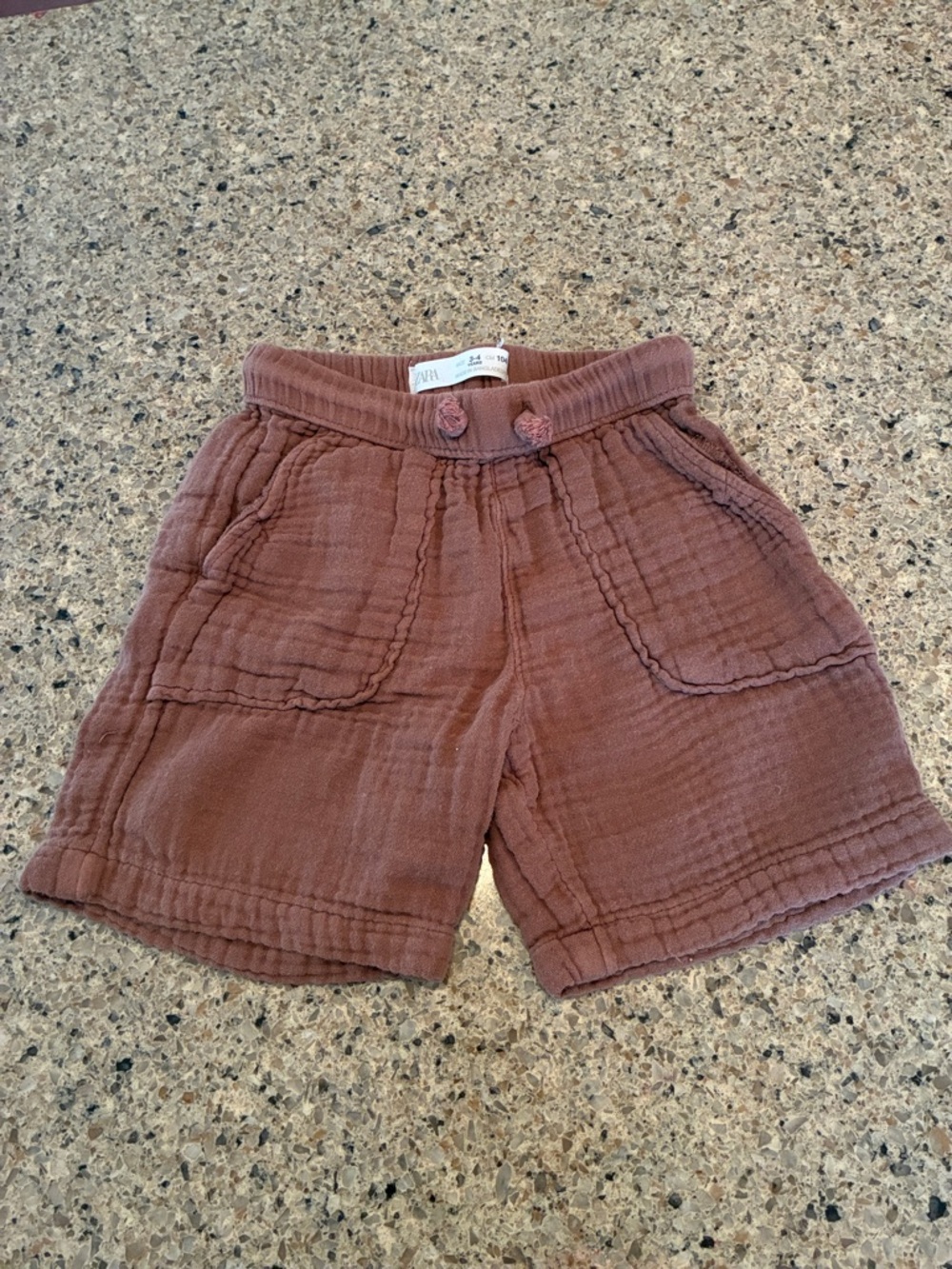 3-4Y Zara Brown Muslin Shorts with Pockets
